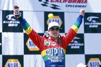 Jeff Gordon celebrates.