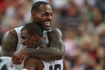NBA legends LeBron James and Chris Paul at the 2012 Olympics.