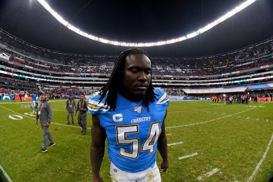 New Pittsburgh Steelers free agent signing Melvin Ingram, then of the Los Angeles Chargers, walks off the field after an NFL football game against the Kansas City Chiefs on Monday, November 18, 2019, in Mexico City. The Chiefs defeated the Chargers 24-17.