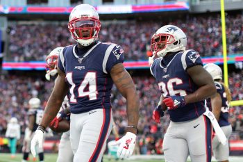 Mohamed Sanu celebrates during his time with the New England Patriots.