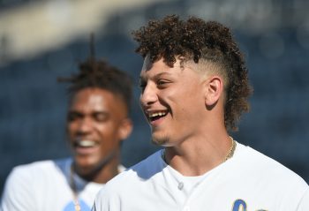 Patrick Mahomes watches Royals batting practice