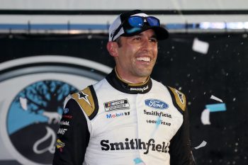 Aric Almirola celebrates win at New Hampshire