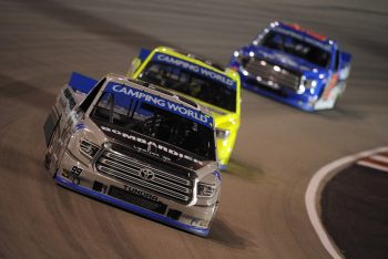 Drivers race at NASCAR Camping World Truck Series