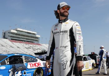 Corey LaJoie walks grid before race