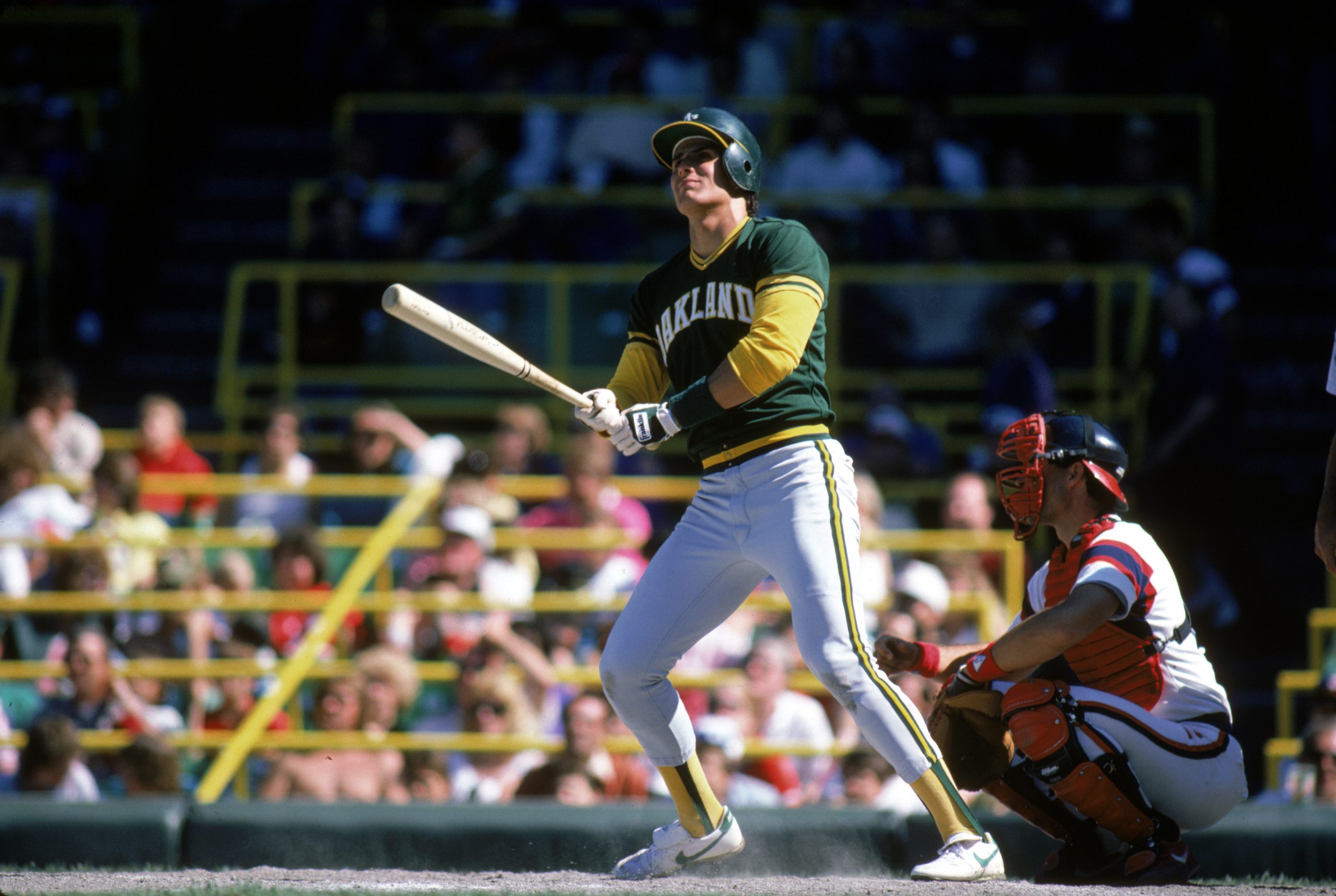 Mark McGwire of the Oakland Athletics bats during an MLB game at News  Photo - Getty Images