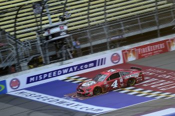 Kevin Harvick crosses the finish line at Michigan International Speedway to win the 2020 NASCAR Cup Series Firekeepers Casino 400