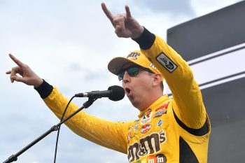 Kyle Busch talks to crowd