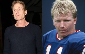 An image of ESPN commentator Skip Bayless alongside an image of former New York Giants quarterback Phil Simms