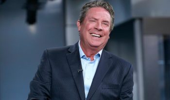 Dan Marino laughs on the set of "FOX and Friends."