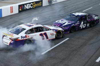 Denny Hamlin interrupts Alex Bowman celebration