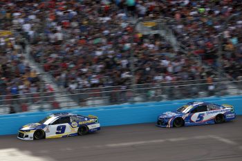 Chase Elliott and Kyle Larson race