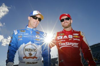 Dale Earnhardt Jr. and Kevin Harvick walk together