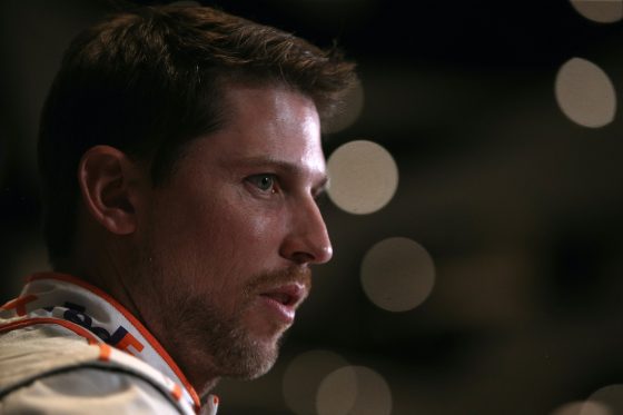 Denny Hamlin talks with media