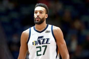 Utah Jazz center Rudy Gobert looks on during a game against the New Orleans Pelicans
