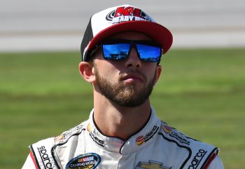 Tanner Thorson on pit road before the NASCAR Camping World Truck Series Fr8Auctions 250 on Oct. 13, 2018, at Talladega Superspeedway.