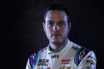 NASCAR driver Alex Bowman poses for a photo during the NASCAR Production Days at Clutch Studios on Jan. 18, 2022, in Concord, North Carolina.