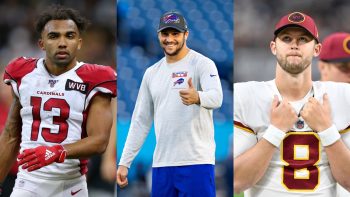 Buffalo Bills QB Josh Allen (C) was pictured on vacation with Arizona Cardinals WR Christian Kirk (L) and Washington Commanders QB Kyle Allen (R).