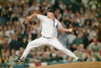 David Wells of the New York Yankees pitches during an Major League Baseball game circa 1997.