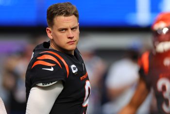 Cincinnati Bengals quarterback Joe Burrow before the 2022 Super Bowl.