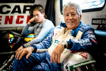 Mario Andretti poses for a portrait at the 2021 Acura Grand Prix Of Long Beach on September 25, 2021, in Long Beach, California.