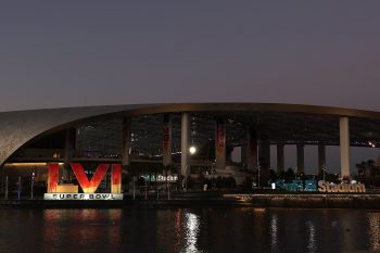 Super Bowl 56 logo at SoFi Stadium