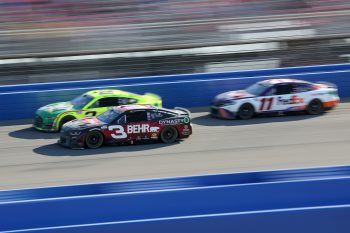 Austin Dillon races Austin Cindric and Denny Hamlin