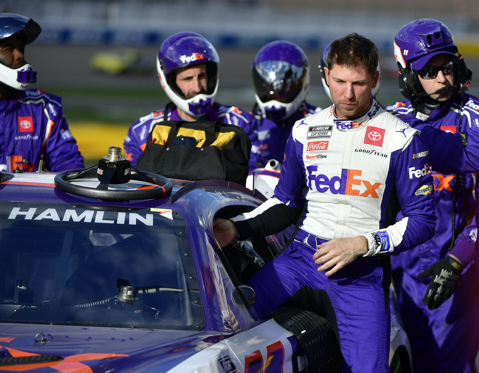 denny-hamlin-rips-himself-after-making-embarrassing-mistake-and-watching-hack-win-las-vegas-race