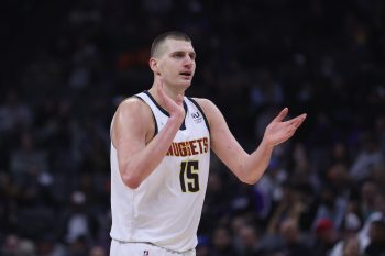 Nikola Jokic claps for the Denver Nuggets