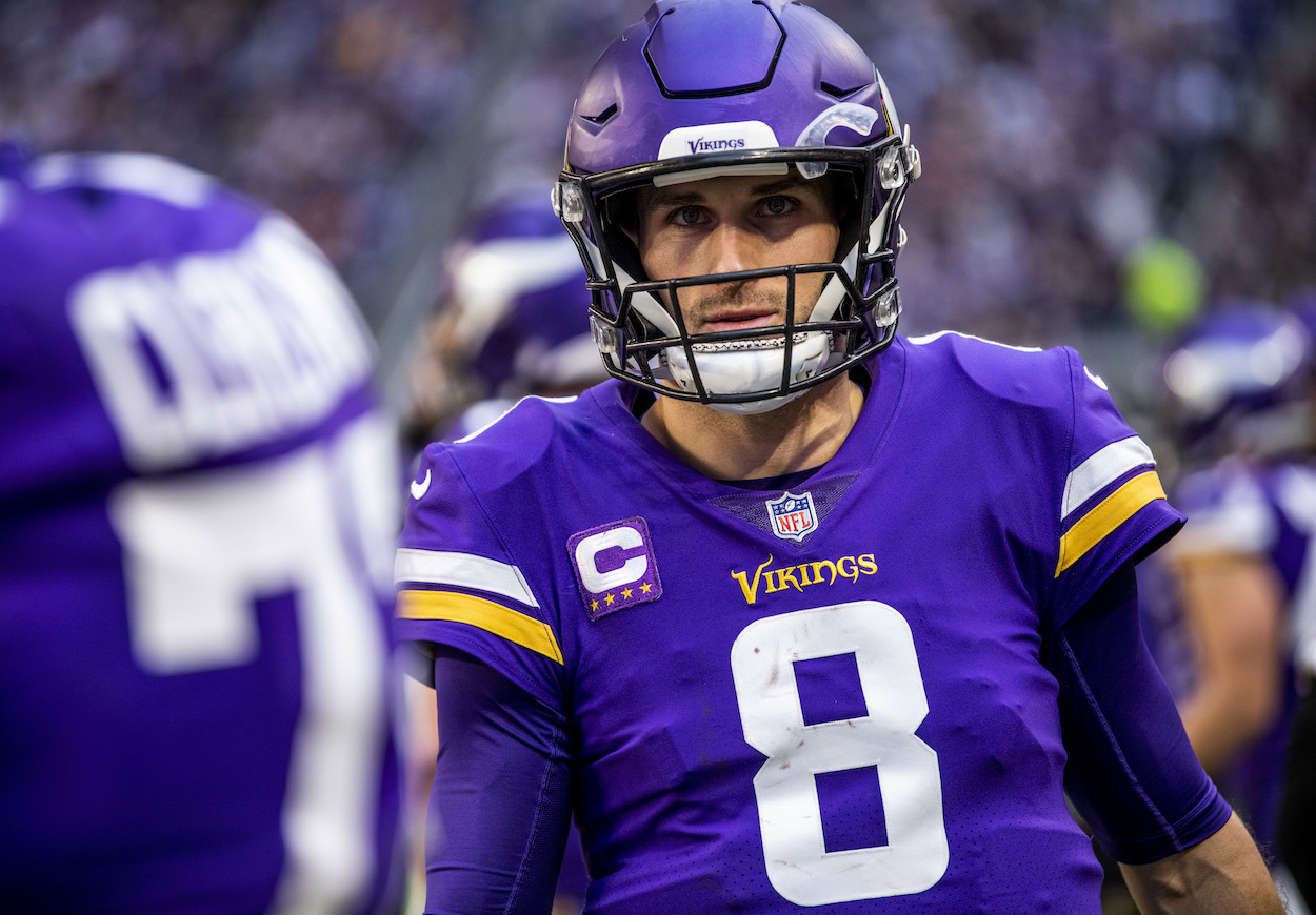 Vikings QB Kirk Cousins looks on during game against the Bears