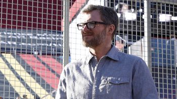 NASCAR Hall of Famer Dale Earnhardt Jr. on the track during previews for the NASCAR Cup Series Busch Light Clash at Los Angeles Memorial Coliseum on Feb. 4, 2022 in Los Angeles.