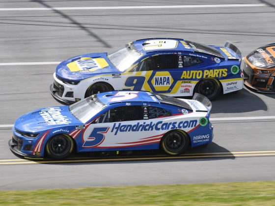 Hendrick Motorsports teammates Kyle Larson and Chase Elliott at Talladega Superspeedway