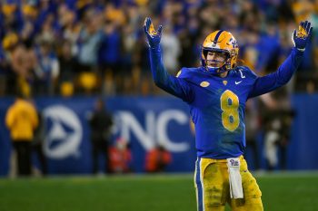 Kenny Pickett of the Pittsburgh Panthers. The Pitt QB is a top prospect in the 2022 NFL Draft.