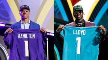 2022 NFL Draft winners and losers include the Baltimore Ravens who drafted Notre Dame S Kyle Hamilton (L) and the Jacksonville Jaguars who picked Utah LB Devin Lloyd (R).