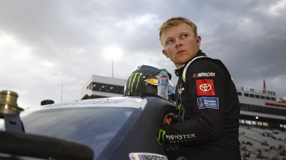 Ty Gibbs enters his car to qualify for the NASCAR Xfinity Series race at Martinsville Speedway on April 7, 2022 in Martinsville, Virginia.