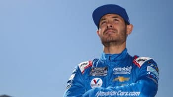 Kyle Larson looks on during practice for the DuraMAX Drydene 400 at Dover Motor Speedway on April 30, 2022.