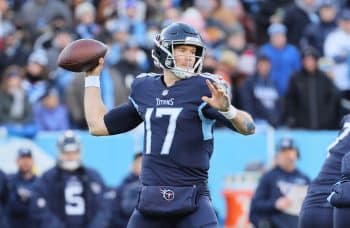 Tennessee Titans quarterback Ryan Tannehill throws a pass