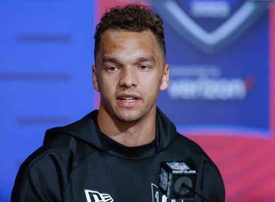 Atlanta Falcons quarterback Desmond Ridder during the NFL Draft Combine in 2022.