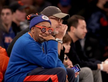 Spike Lee at a Knicks-Nuggets matchup in December 2021