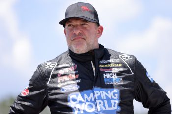 Tony Stewart looks on before race