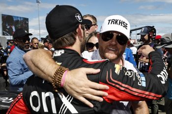 Trackhouse Racing owner Justin Marks and driver Daniel Suarez