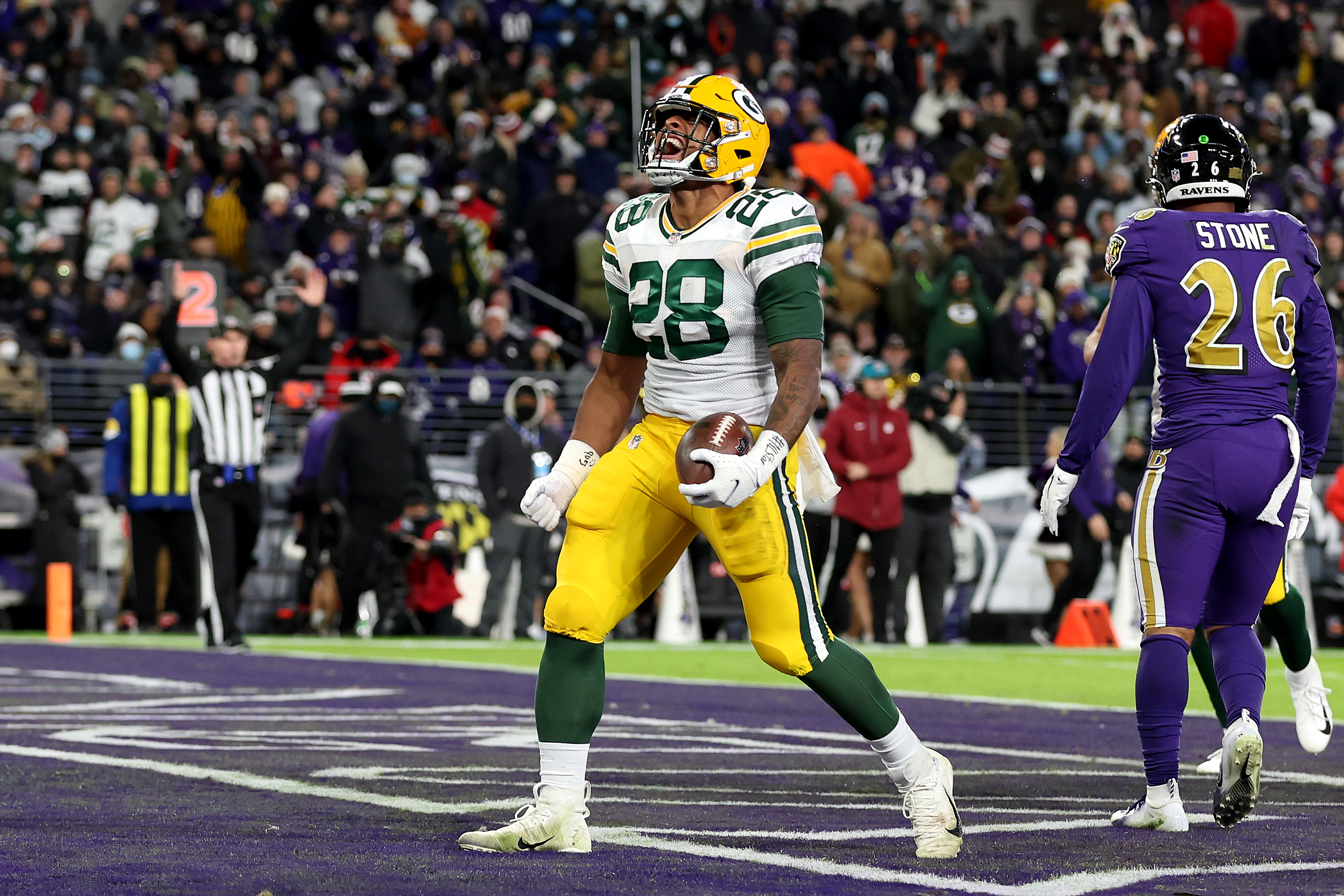 Packers Time Capsule: AJ Dillon plows through the snow in 2020 win over  Titans - Acme Packing Company