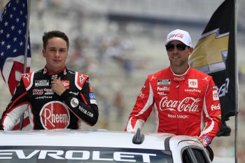 Christopher Bell and Denny Hamlin ride together