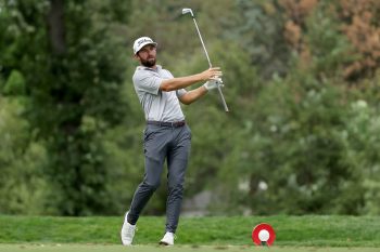 Cameron Young hits a tee shot during the Rocket Mortgage Classic.