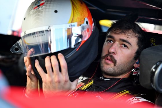 Chase Elliott gets ready for practice laps prior to the SRX main event at Sharon Speedway on July 23, 2022, in Hartford, Ohio.