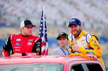 Chris Buescher and Dale Earnhardt Jr. in prerace ceremonies