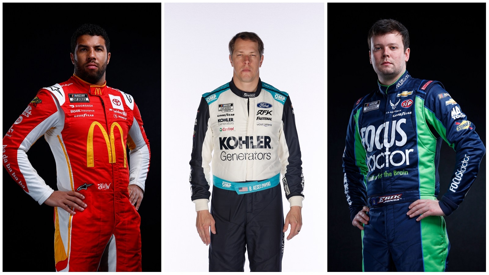 NASCAR Cup Series drivers Bubba Wallace, Brad Keselowski, and Erik Jones. | Getty Images