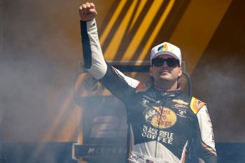 Noah Gragson walks on stage during drive introductions.