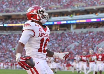 Treylon Burks catches a touchdown.