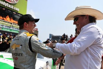 Tyler Reddick (L) and Richard Childress (R) after after an Xfinity Series win in May 2022.