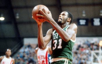 Cedric Maxwell of the Boston Celtics drives toward the basket.